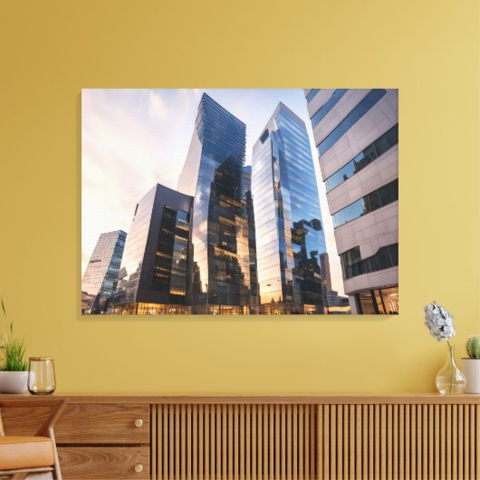 Stad modern zakencentrum canvas afdruk (Insitu (Woonkamer))