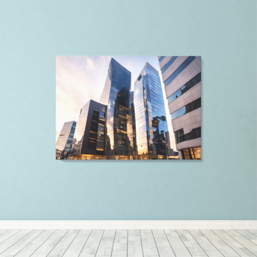 Stad modern zakencentrum canvas afdruk (Insitu (Houten vloer))