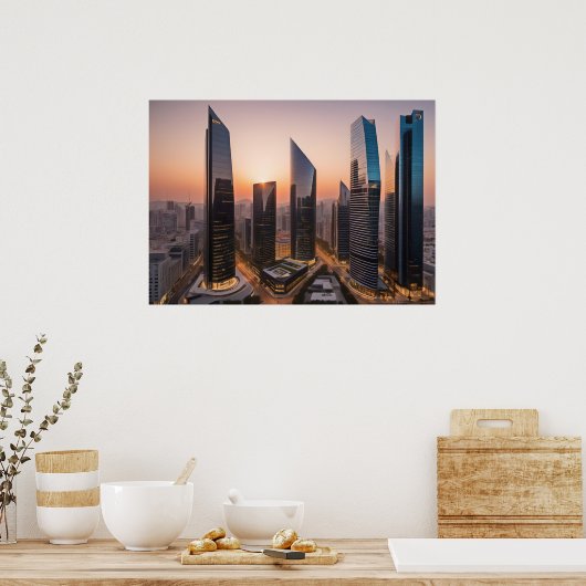 Stad modern zakencentrum poster (Keuken)