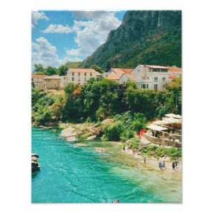 Stad Mostar - Bosnië en Herzegovina Foto Afdruk