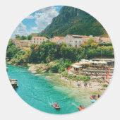 Stad Mostar - Bosnië en Herzegovina Ronde Sticker (Voorkant)