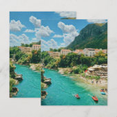 Stad Mostar - Bosnië en Herzegovina RSVP Kaartje (Voorkant / Achterkant)