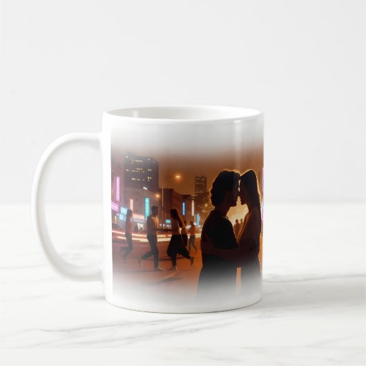 Stad Nacht Liefde en Dans Neon Gloed Mok (Links)