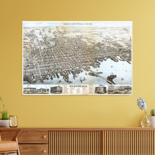 Stad New Bedford Massachusetts (1876) Canvas Afdruk (Insitu (Woonkamer))
