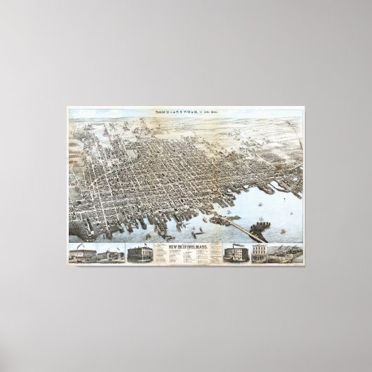 Stad New Bedford Massachusetts (1876) Canvas Afdruk (Voorkant)