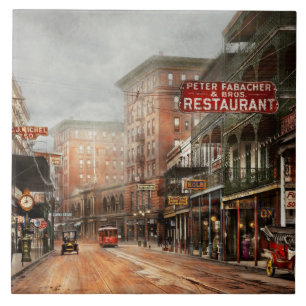 Stad - New Orleans - Kijk naar St Charles Ave 1910 Tegeltje