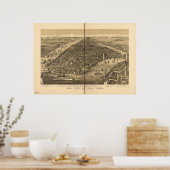 Stad New York 1886 Antiek Panorama Poster (Keuken)