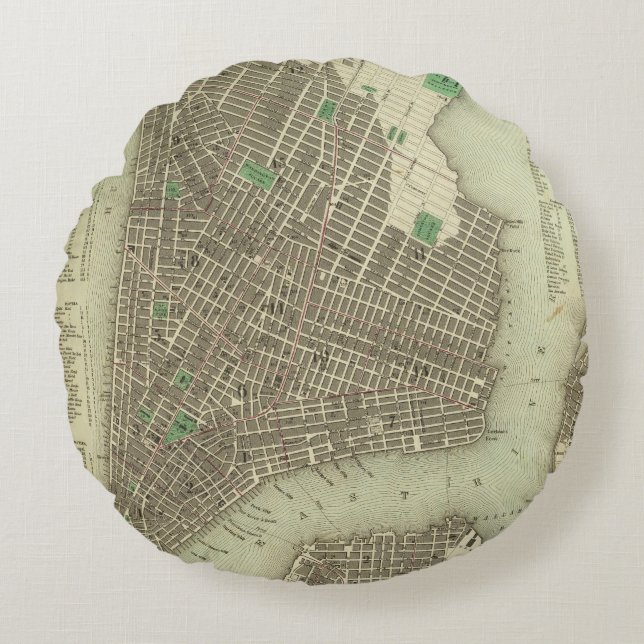 stad New York Rond Kussen (Voorkant)