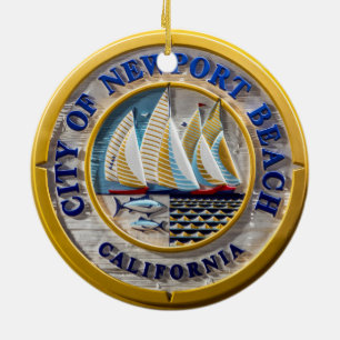 Stad Newport Beach 2-zijdig keramisch ornament