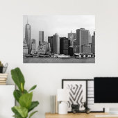 Stad - NY - het financiële district - BW Poster (Thuiskantoor)