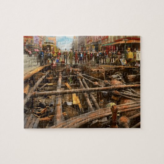 Stad - NY - Pijp doolhof 1891 Legpuzzel (Horizontaal)