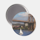 Stad - NY - Zeilen onder de Brooklyn Bridge Magneet (Voorkant / Achterkant)