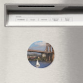 Stad - NY - Zeilen onder de Brooklyn Bridge Magneet (Insitu (Vaatwasser))