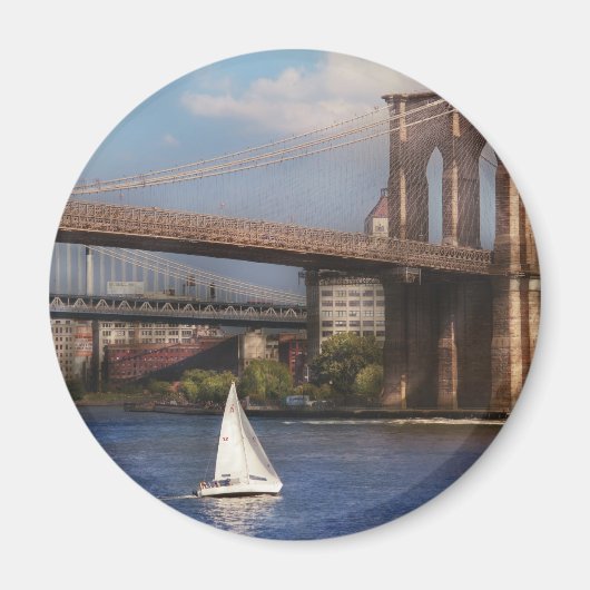 Stad - NY - Zeilen onder de Brooklyn Bridge Magneet (Voorkant)
