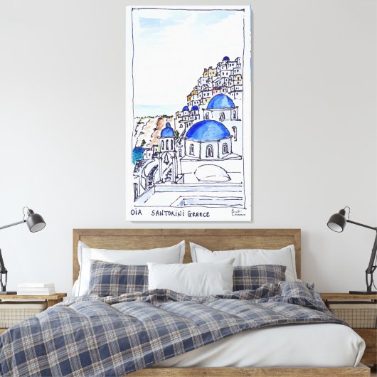 Stad Oia | eiland Santorini, Griekenland Canvas Afdruk (Insitu (Slaapkamer))