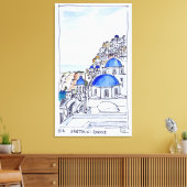 Stad Oia | eiland Santorini, Griekenland Canvas Afdruk (Insitu (Woonkamer))