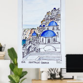 Stad Oia | eiland Santorini, Griekenland Poster (Thuiskantoor)
