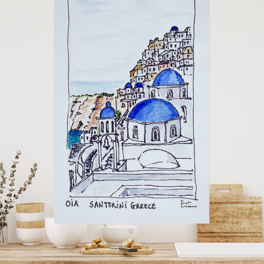 Stad Oia | eiland Santorini, Griekenland Poster (Keuken)