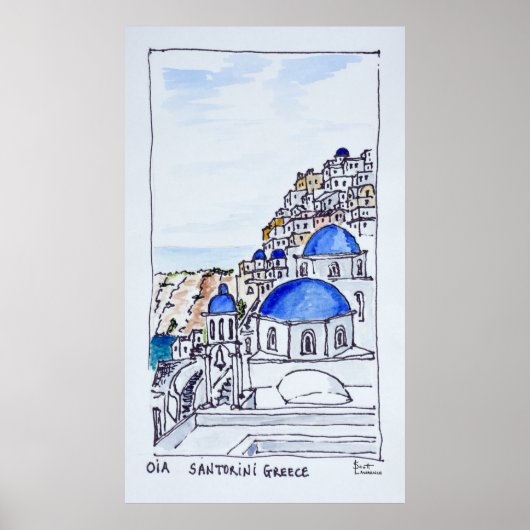 Stad Oia | eiland Santorini, Griekenland Poster (Voorkant)