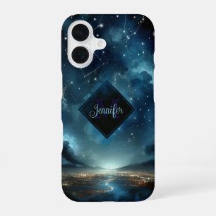 Stad onder de sterrenhemel iPhone 16 hoesje