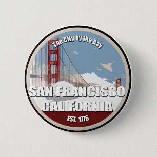 Stad op de baai, San Francisco California Ronde Button 5,7 Cm