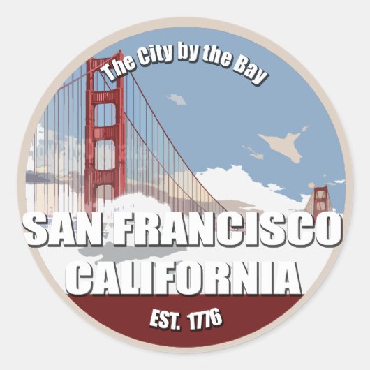 Stad op de baai, San Francisco California Ronde Sticker (Voorkant)