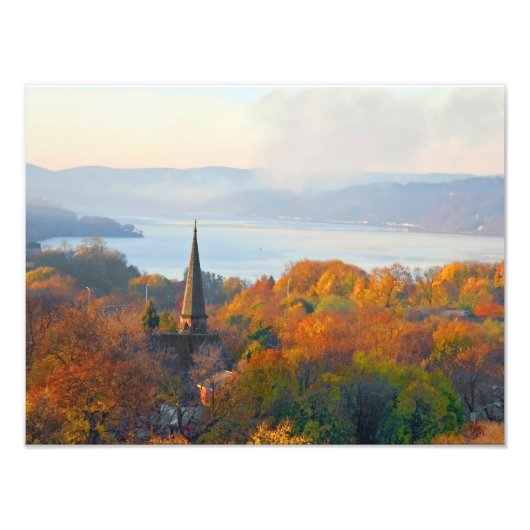 Stad op de rivier foto afdruk (Voorkant)