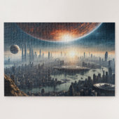 Stad op een andere planeet legpuzzel (Horizontaal)