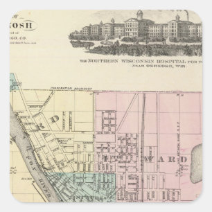 Stad Oshkosh, provincie Winnebago Co Vierkante Sticker