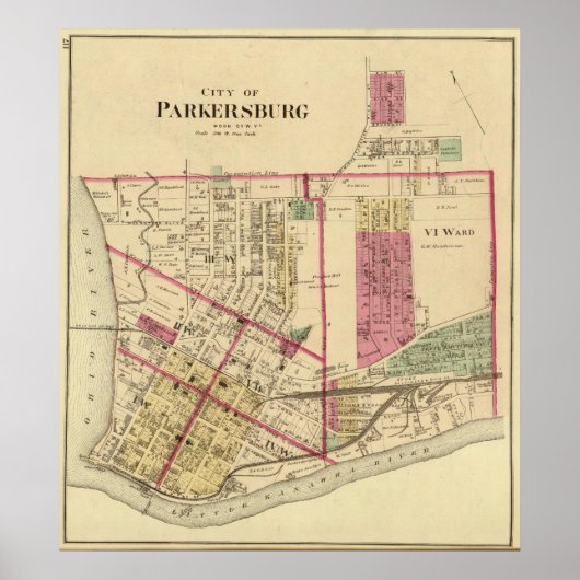Stad Parkersburg, West Virginia Poster (Voorkant)