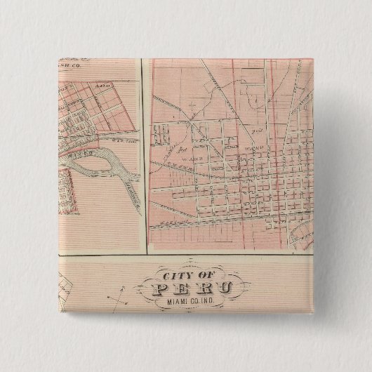 Stad Peru, Miami Co Vierkante Button 5,1 Cm (Voorkant)