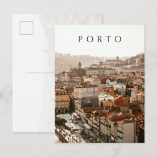 Stad Porto, gouden zonsondergang Briefkaart