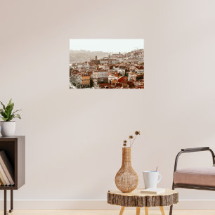 Stad Porto tijdens zonsondergang Poster