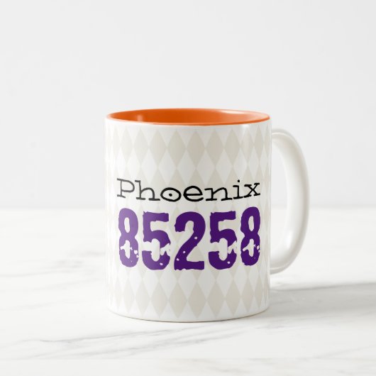 Stad Postcode Verhuizing Nieuw Huis Harlequin Patr Tweekleurige Koffiemok (Voorkant rechts)
