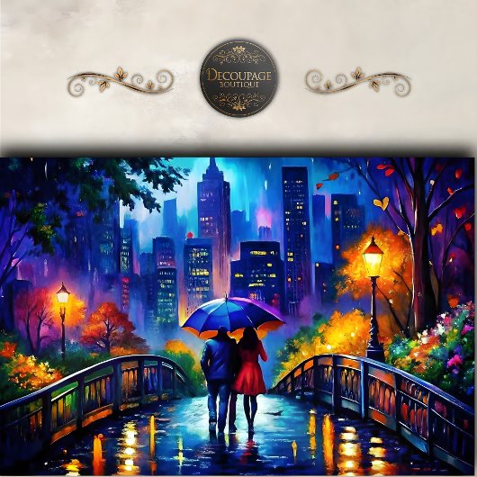Stad Romantiek Regen Wandel Decoupage Tissuepapier