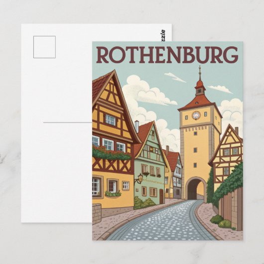  stad Rothenburg ob der Tauber Briefkaart (Voorkant / Achterkant)