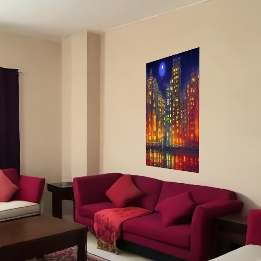 Stad 's nachts | AI Art Poster