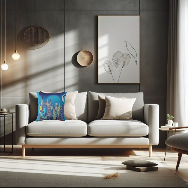 Stad 's nachts alleen voor jou. kussen (City at Night lovely throw pillow gift for the traveler you know.)