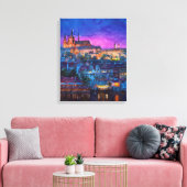 Stad 's nachts canvas afdruk (Insitu (Woonkamer))