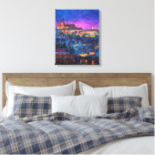 Stad 's nachts canvas afdruk (Insitu (Slaapkamer))