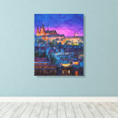 Stad 's nachts canvas afdruk (Insitu (Houten vloer))