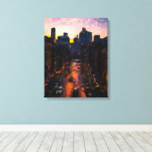 Stad 's nachts canvas afdruk (Insitu (Houten vloer))
