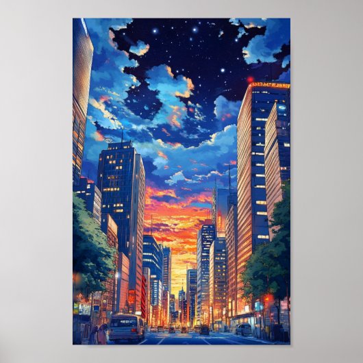 stad ' s nachts poster (Voorkant)