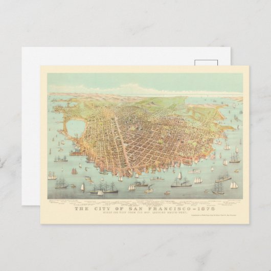  stad San Francisco Restored Map, 1878 Briefkaart (Voorkant / Achterkant)