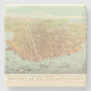  stad San Francisco Restored Map, 1878 Stenen Onderzetter