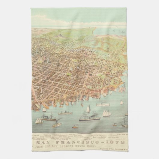  stad San Francisco Restored Map, 1878 Theedoek (Verticaal)
