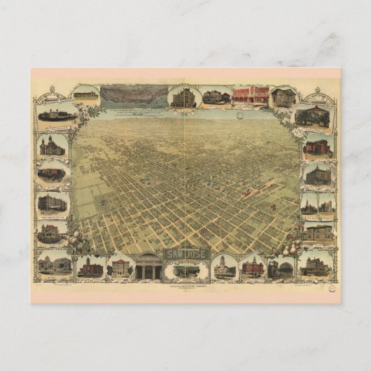 Stad San Jose Californië in 1901 Briefkaart (Voorkant)