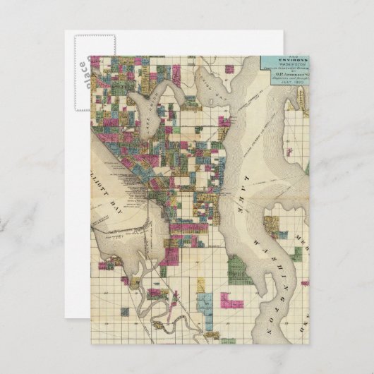 Stad Seattle en Environs Briefkaart (Voorkant / Achterkant)