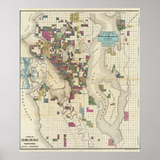Stad Seattle en Environs Poster (Voorkant)