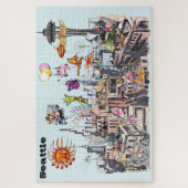 Stad Seattle Surreal Pop Art Busy Legpuzzel (Verticaal)